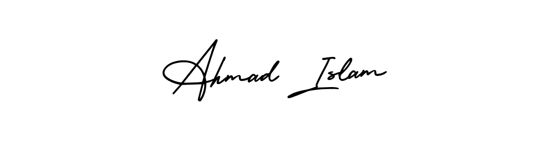 Similarly AmerikaSignatureDemo-Regular is the best handwritten signature design. Signature creator online .You can use it as an online autograph creator for name Ahmad Islam. Ahmad Islam signature style 3 images and pictures png