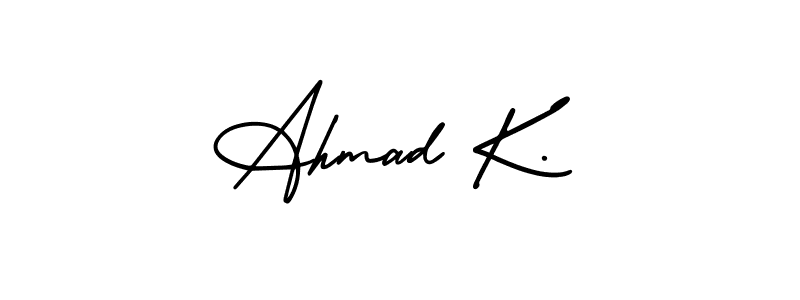 It looks lik you need a new signature style for name Ahmad K.. Design unique handwritten (AmerikaSignatureDemo-Regular) signature with our free signature maker in just a few clicks. Ahmad K. signature style 3 images and pictures png