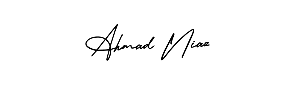 Make a short Ahmad Niaz signature style. Manage your documents anywhere anytime using AmerikaSignatureDemo-Regular. Create and add eSignatures, submit forms, share and send files easily. Ahmad Niaz signature style 3 images and pictures png