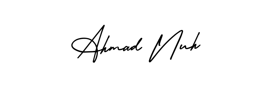 You can use this online signature creator to create a handwritten signature for the name Ahmad Nuh. This is the best online autograph maker. Ahmad Nuh signature style 3 images and pictures png
