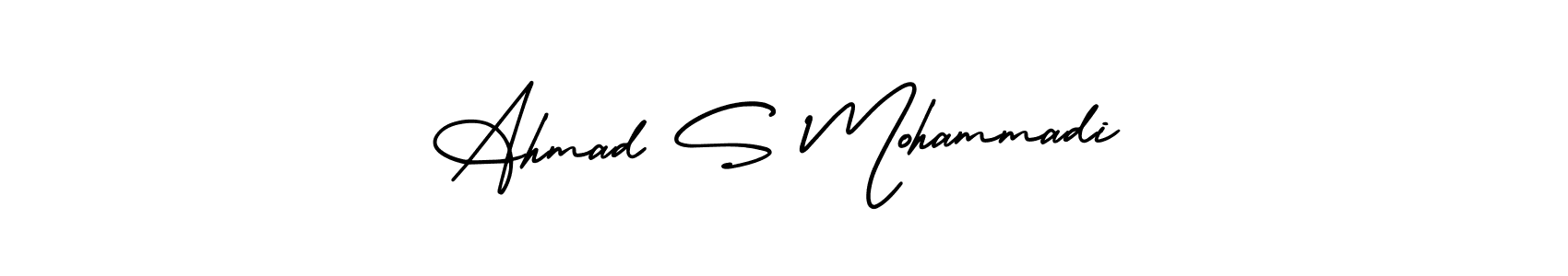 This is the best signature style for the Ahmad S Mohammadi name. Also you like these signature font (AmerikaSignatureDemo-Regular). Mix name signature. Ahmad S Mohammadi signature style 3 images and pictures png