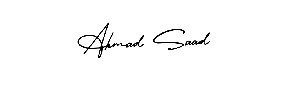 This is the best signature style for the Ahmad Saad name. Also you like these signature font (AmerikaSignatureDemo-Regular). Mix name signature. Ahmad Saad signature style 3 images and pictures png