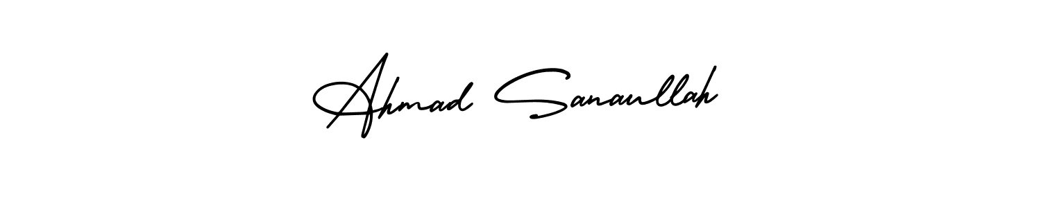 Make a short Ahmad Sanaullah signature style. Manage your documents anywhere anytime using AmerikaSignatureDemo-Regular. Create and add eSignatures, submit forms, share and send files easily. Ahmad Sanaullah signature style 3 images and pictures png