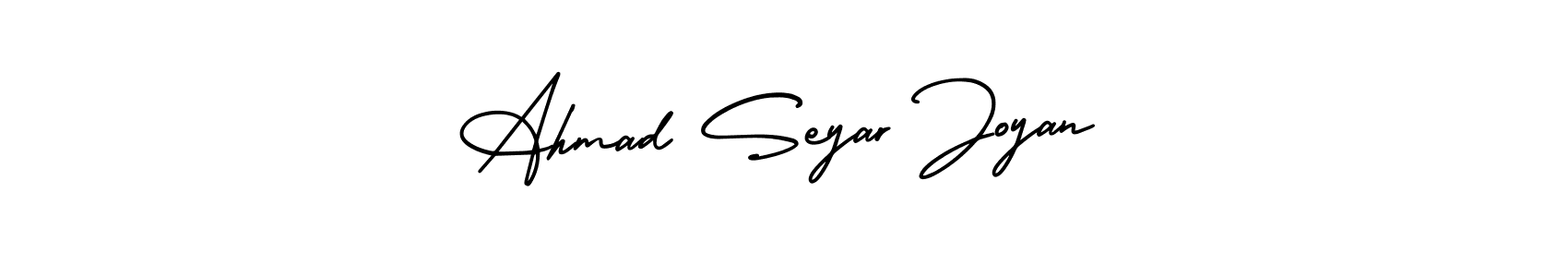 This is the best signature style for the Ahmad Seyar Joyan name. Also you like these signature font (AmerikaSignatureDemo-Regular). Mix name signature. Ahmad Seyar Joyan signature style 3 images and pictures png