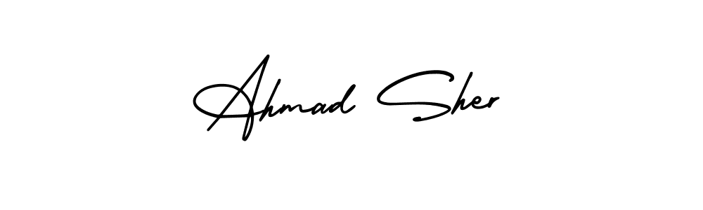 You can use this online signature creator to create a handwritten signature for the name Ahmad Sher. This is the best online autograph maker. Ahmad Sher signature style 3 images and pictures png