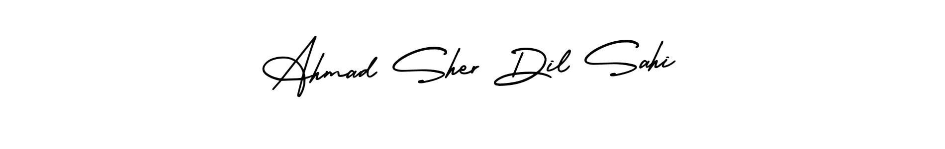 Make a short Ahmad Sher Dil Sahi signature style. Manage your documents anywhere anytime using AmerikaSignatureDemo-Regular. Create and add eSignatures, submit forms, share and send files easily. Ahmad Sher Dil Sahi signature style 3 images and pictures png