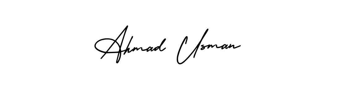 You should practise on your own different ways (AmerikaSignatureDemo-Regular) to write your name (Ahmad Usman) in signature. don't let someone else do it for you. Ahmad Usman signature style 3 images and pictures png