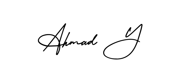 How to Draw Ahmad Y signature style? AmerikaSignatureDemo-Regular is a latest design signature styles for name Ahmad Y. Ahmad Y signature style 3 images and pictures png