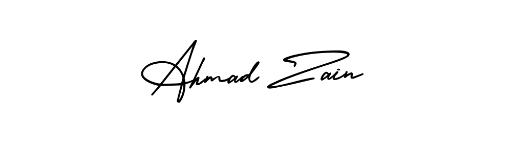 Use a signature maker to create a handwritten signature online. With this signature software, you can design (AmerikaSignatureDemo-Regular) your own signature for name Ahmad Zain. Ahmad Zain signature style 3 images and pictures png