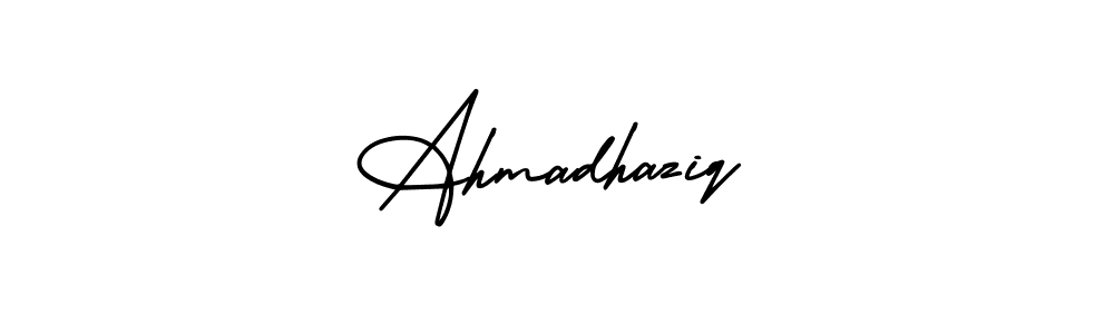 Make a beautiful signature design for name Ahmadhaziq. With this signature (AmerikaSignatureDemo-Regular) style, you can create a handwritten signature for free. Ahmadhaziq signature style 3 images and pictures png