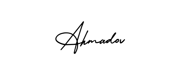 The best way (AmerikaSignatureDemo-Regular) to make a short signature is to pick only two or three words in your name. The name Ahmadov include a total of six letters. For converting this name. Ahmadov signature style 3 images and pictures png