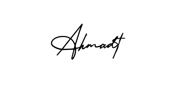 You should practise on your own different ways (AmerikaSignatureDemo-Regular) to write your name (Ahmadt) in signature. don't let someone else do it for you. Ahmadt signature style 3 images and pictures png