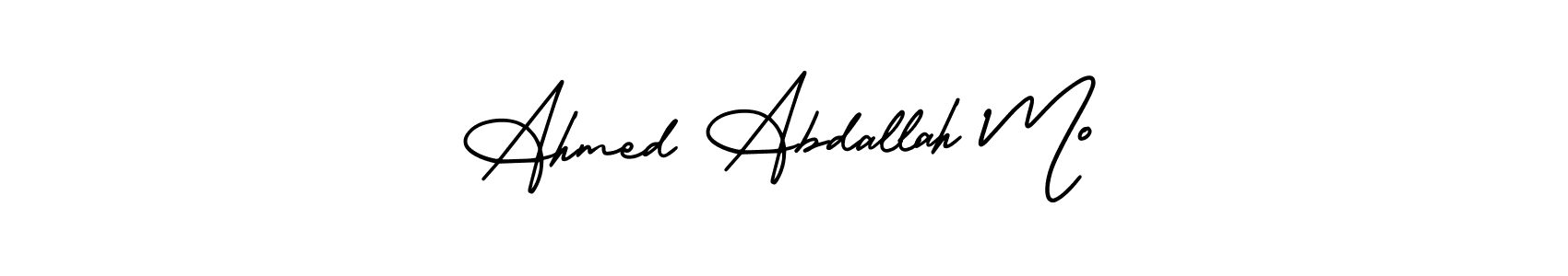 This is the best signature style for the Ahmed Abdallah Mo name. Also you like these signature font (AmerikaSignatureDemo-Regular). Mix name signature. Ahmed Abdallah Mo signature style 3 images and pictures png