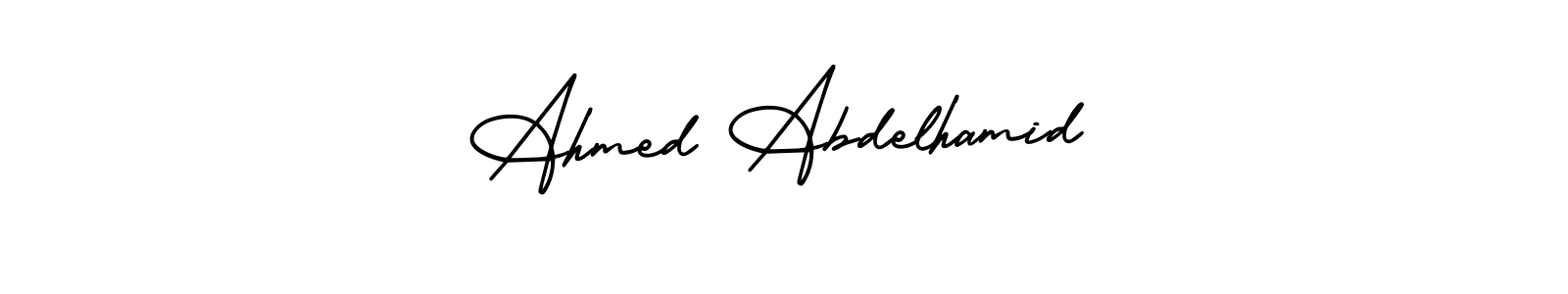 Use a signature maker to create a handwritten signature online. With this signature software, you can design (AmerikaSignatureDemo-Regular) your own signature for name Ahmed Abdelhamid. Ahmed Abdelhamid signature style 3 images and pictures png