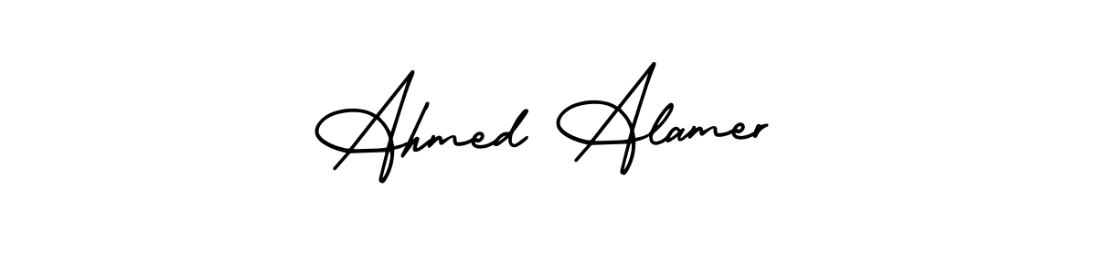 It looks lik you need a new signature style for name Ahmed Alamer. Design unique handwritten (AmerikaSignatureDemo-Regular) signature with our free signature maker in just a few clicks. Ahmed Alamer signature style 3 images and pictures png