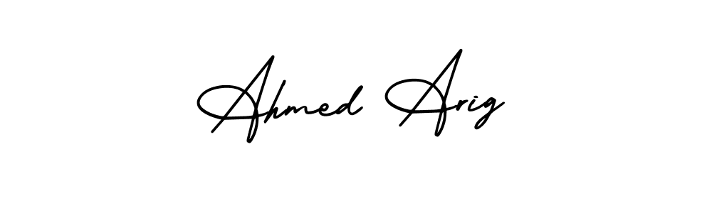 if you are searching for the best signature style for your name Ahmed Arig. so please give up your signature search. here we have designed multiple signature styles  using AmerikaSignatureDemo-Regular. Ahmed Arig signature style 3 images and pictures png