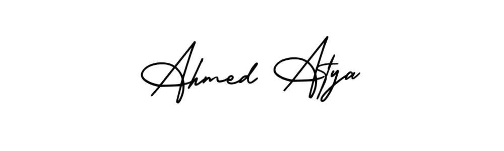 The best way (AmerikaSignatureDemo-Regular) to make a short signature is to pick only two or three words in your name. The name Ahmed Atya include a total of six letters. For converting this name. Ahmed Atya signature style 3 images and pictures png