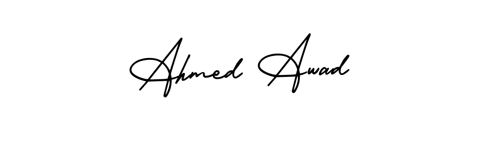 This is the best signature style for the Ahmed Awad name. Also you like these signature font (AmerikaSignatureDemo-Regular). Mix name signature. Ahmed Awad signature style 3 images and pictures png