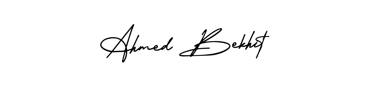 You should practise on your own different ways (AmerikaSignatureDemo-Regular) to write your name (Ahmed Bekhit) in signature. don't let someone else do it for you. Ahmed Bekhit signature style 3 images and pictures png