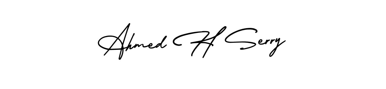 The best way (AmerikaSignatureDemo-Regular) to make a short signature is to pick only two or three words in your name. The name Ahmed H Serry include a total of six letters. For converting this name. Ahmed H Serry signature style 3 images and pictures png