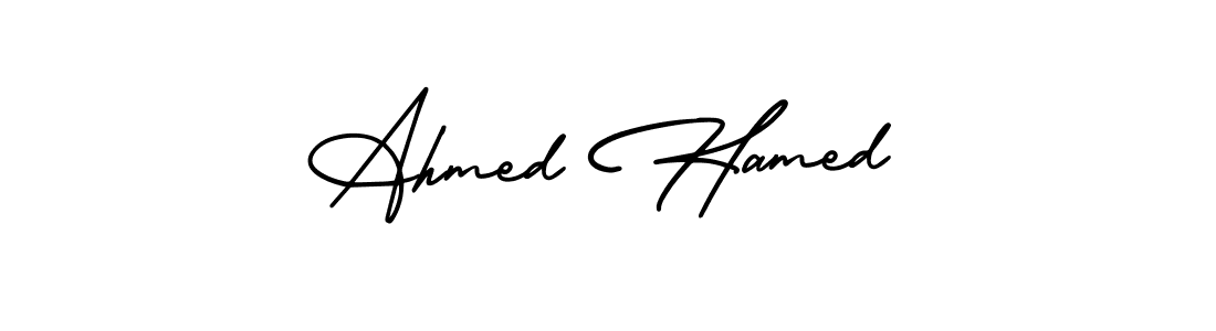 AmerikaSignatureDemo-Regular is a professional signature style that is perfect for those who want to add a touch of class to their signature. It is also a great choice for those who want to make their signature more unique. Get Ahmed Hamed name to fancy signature for free. Ahmed Hamed signature style 3 images and pictures png