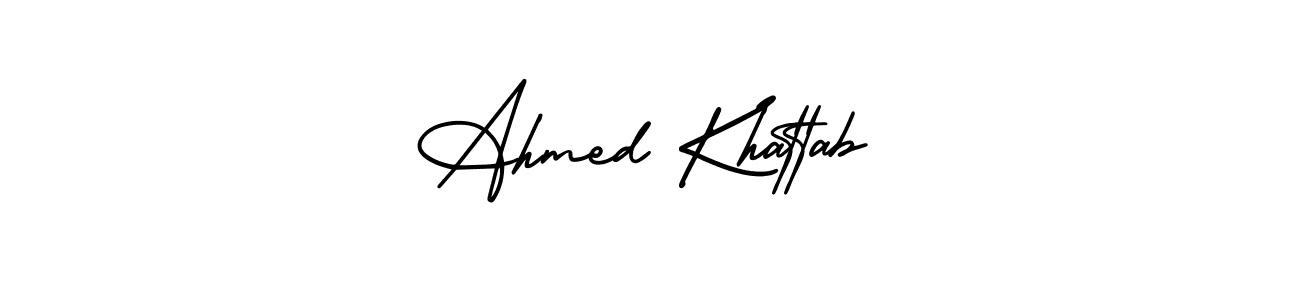 Use a signature maker to create a handwritten signature online. With this signature software, you can design (AmerikaSignatureDemo-Regular) your own signature for name Ahmed Khattab. Ahmed Khattab signature style 3 images and pictures png