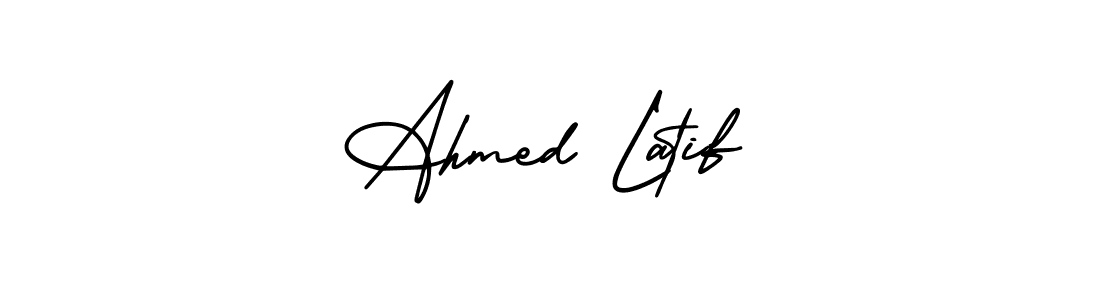 This is the best signature style for the Ahmed Latif name. Also you like these signature font (AmerikaSignatureDemo-Regular). Mix name signature. Ahmed Latif signature style 3 images and pictures png