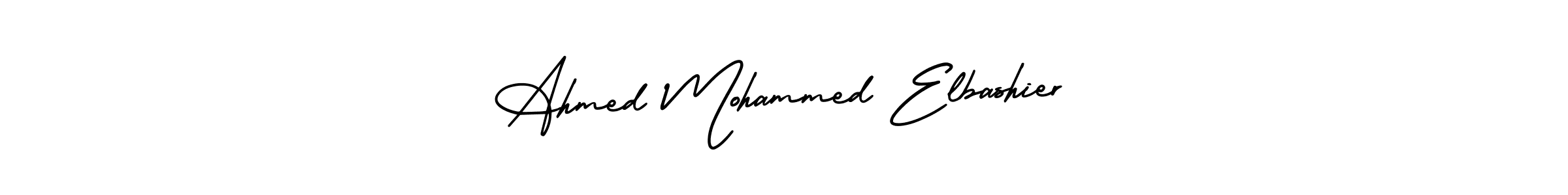 if you are searching for the best signature style for your name Ahmed Mohammed Elbashier. so please give up your signature search. here we have designed multiple signature styles  using AmerikaSignatureDemo-Regular. Ahmed Mohammed Elbashier signature style 3 images and pictures png