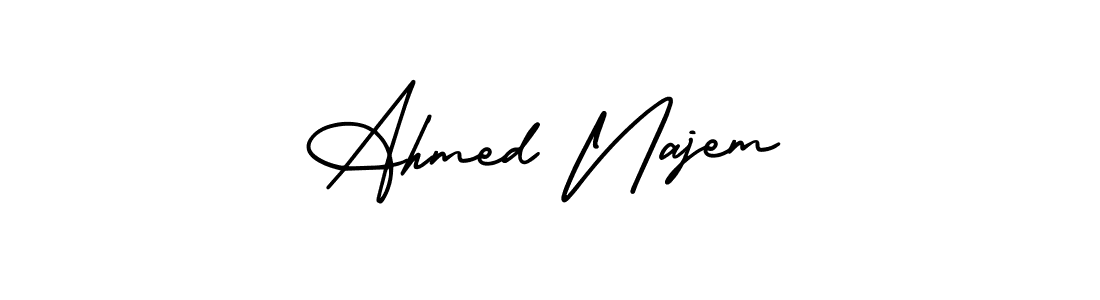 How to make Ahmed Najem name signature. Use AmerikaSignatureDemo-Regular style for creating short signs online. This is the latest handwritten sign. Ahmed Najem signature style 3 images and pictures png