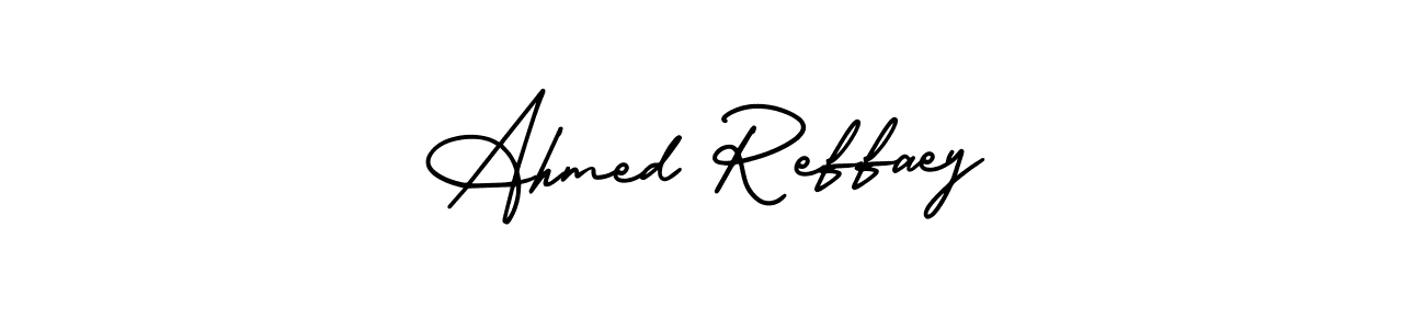 This is the best signature style for the Ahmed Reffaey name. Also you like these signature font (AmerikaSignatureDemo-Regular). Mix name signature. Ahmed Reffaey signature style 3 images and pictures png