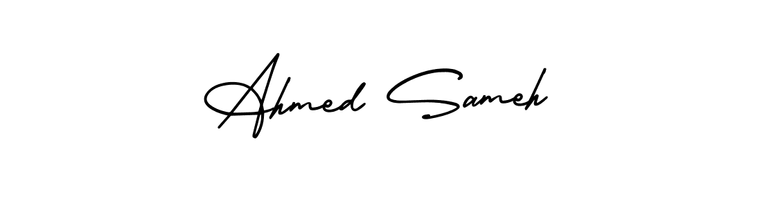 if you are searching for the best signature style for your name Ahmed Sameh. so please give up your signature search. here we have designed multiple signature styles  using AmerikaSignatureDemo-Regular. Ahmed Sameh signature style 3 images and pictures png