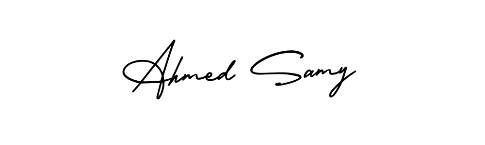 How to make Ahmed Samy name signature. Use AmerikaSignatureDemo-Regular style for creating short signs online. This is the latest handwritten sign. Ahmed Samy signature style 3 images and pictures png