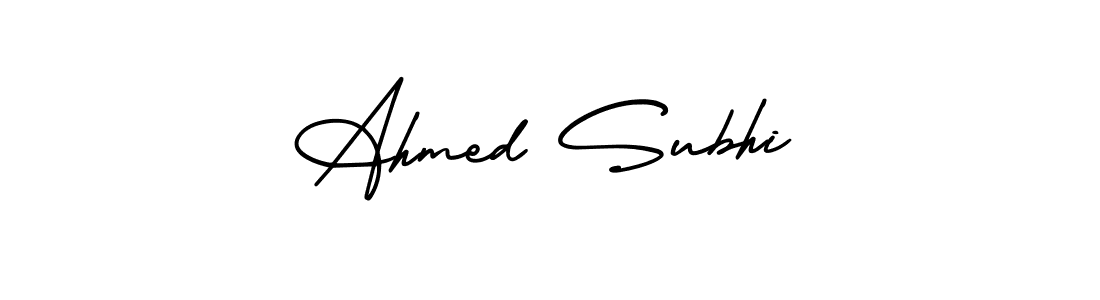 Similarly AmerikaSignatureDemo-Regular is the best handwritten signature design. Signature creator online .You can use it as an online autograph creator for name Ahmed Subhi. Ahmed Subhi signature style 3 images and pictures png