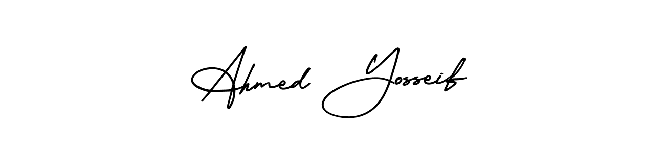 The best way (AmerikaSignatureDemo-Regular) to make a short signature is to pick only two or three words in your name. The name Ahmed Yosseif include a total of six letters. For converting this name. Ahmed Yosseif signature style 3 images and pictures png