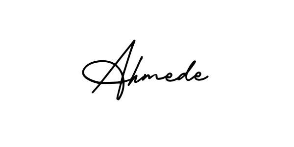 How to make Ahmede signature? AmerikaSignatureDemo-Regular is a professional autograph style. Create handwritten signature for Ahmede name. Ahmede signature style 3 images and pictures png