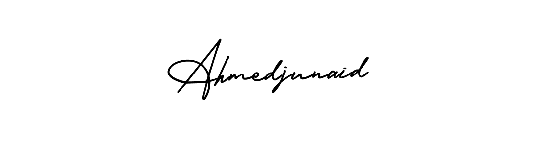 This is the best signature style for the Ahmedjunaid name. Also you like these signature font (AmerikaSignatureDemo-Regular). Mix name signature. Ahmedjunaid signature style 3 images and pictures png