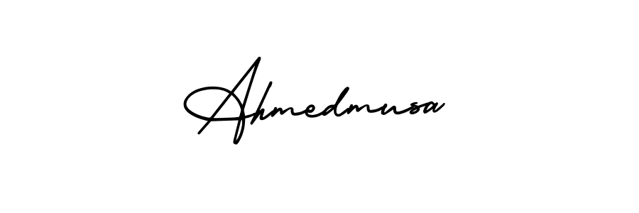 The best way (AmerikaSignatureDemo-Regular) to make a short signature is to pick only two or three words in your name. The name Ahmedmusa include a total of six letters. For converting this name. Ahmedmusa signature style 3 images and pictures png