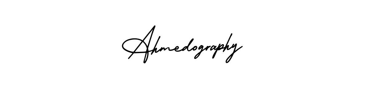 How to make Ahmedography signature? AmerikaSignatureDemo-Regular is a professional autograph style. Create handwritten signature for Ahmedography name. Ahmedography signature style 3 images and pictures png