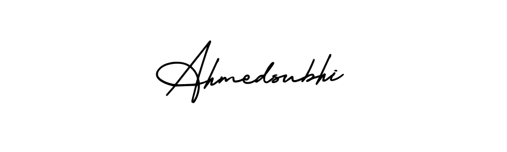 AmerikaSignatureDemo-Regular is a professional signature style that is perfect for those who want to add a touch of class to their signature. It is also a great choice for those who want to make their signature more unique. Get Ahmedsubhi name to fancy signature for free. Ahmedsubhi signature style 3 images and pictures png