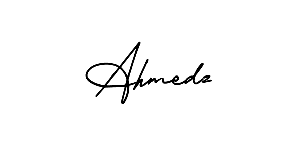 How to make Ahmedz name signature. Use AmerikaSignatureDemo-Regular style for creating short signs online. This is the latest handwritten sign. Ahmedz signature style 3 images and pictures png