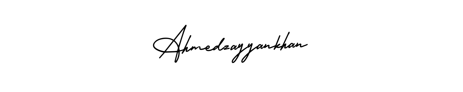 The best way (AmerikaSignatureDemo-Regular) to make a short signature is to pick only two or three words in your name. The name Ahmedzayyankhan include a total of six letters. For converting this name. Ahmedzayyankhan signature style 3 images and pictures png