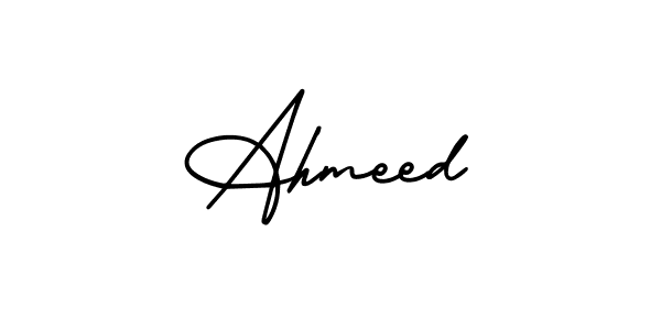 This is the best signature style for the Ahmeed name. Also you like these signature font (AmerikaSignatureDemo-Regular). Mix name signature. Ahmeed signature style 3 images and pictures png