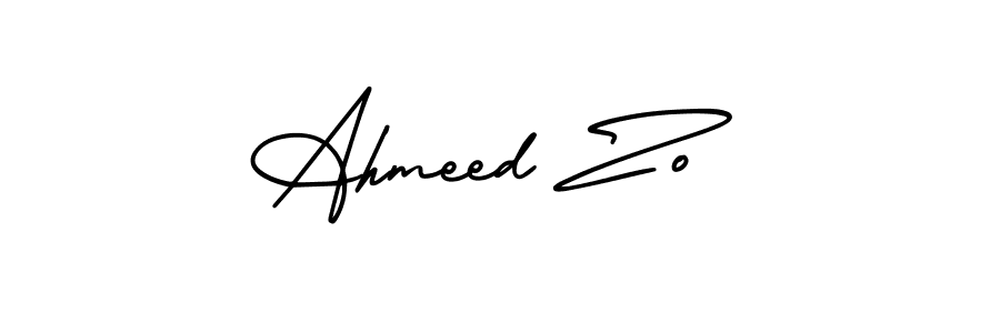 Also we have Ahmeed Zo name is the best signature style. Create professional handwritten signature collection using AmerikaSignatureDemo-Regular autograph style. Ahmeed Zo signature style 3 images and pictures png