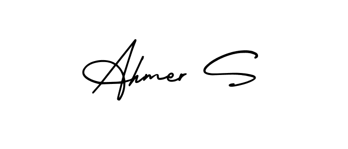 How to make Ahmer S signature? AmerikaSignatureDemo-Regular is a professional autograph style. Create handwritten signature for Ahmer S name. Ahmer S signature style 3 images and pictures png