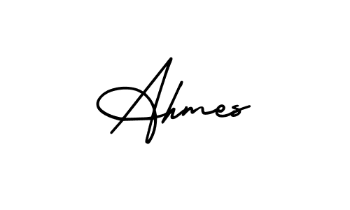 Use a signature maker to create a handwritten signature online. With this signature software, you can design (AmerikaSignatureDemo-Regular) your own signature for name Ahmes. Ahmes signature style 3 images and pictures png