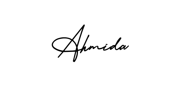 How to make Ahmida signature? AmerikaSignatureDemo-Regular is a professional autograph style. Create handwritten signature for Ahmida name. Ahmida signature style 3 images and pictures png
