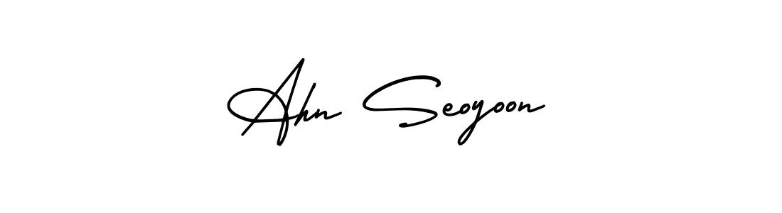 You should practise on your own different ways (AmerikaSignatureDemo-Regular) to write your name (Ahn Seoyoon) in signature. don't let someone else do it for you. Ahn Seoyoon signature style 3 images and pictures png