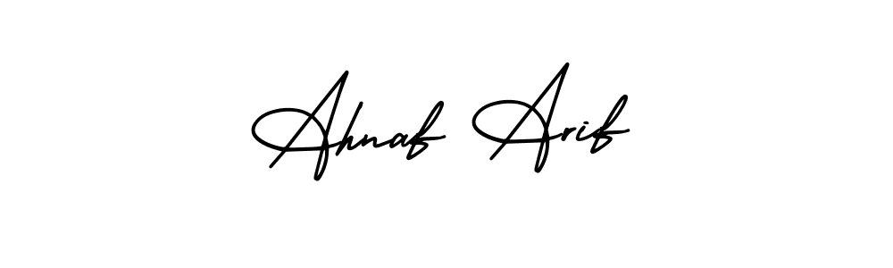 This is the best signature style for the Ahnaf Arif name. Also you like these signature font (AmerikaSignatureDemo-Regular). Mix name signature. Ahnaf Arif signature style 3 images and pictures png