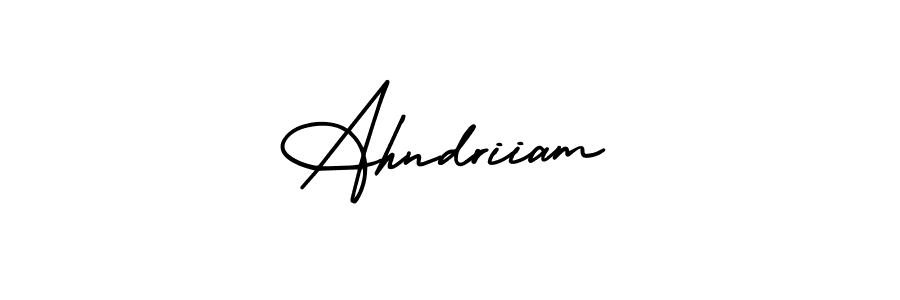 How to make Ahndriiam name signature. Use AmerikaSignatureDemo-Regular style for creating short signs online. This is the latest handwritten sign. Ahndriiam signature style 3 images and pictures png
