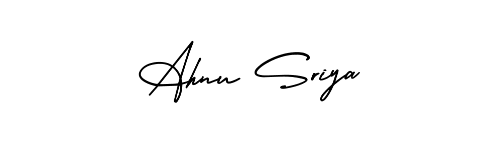 You should practise on your own different ways (AmerikaSignatureDemo-Regular) to write your name (Ahnu Sriya) in signature. don't let someone else do it for you. Ahnu Sriya signature style 3 images and pictures png